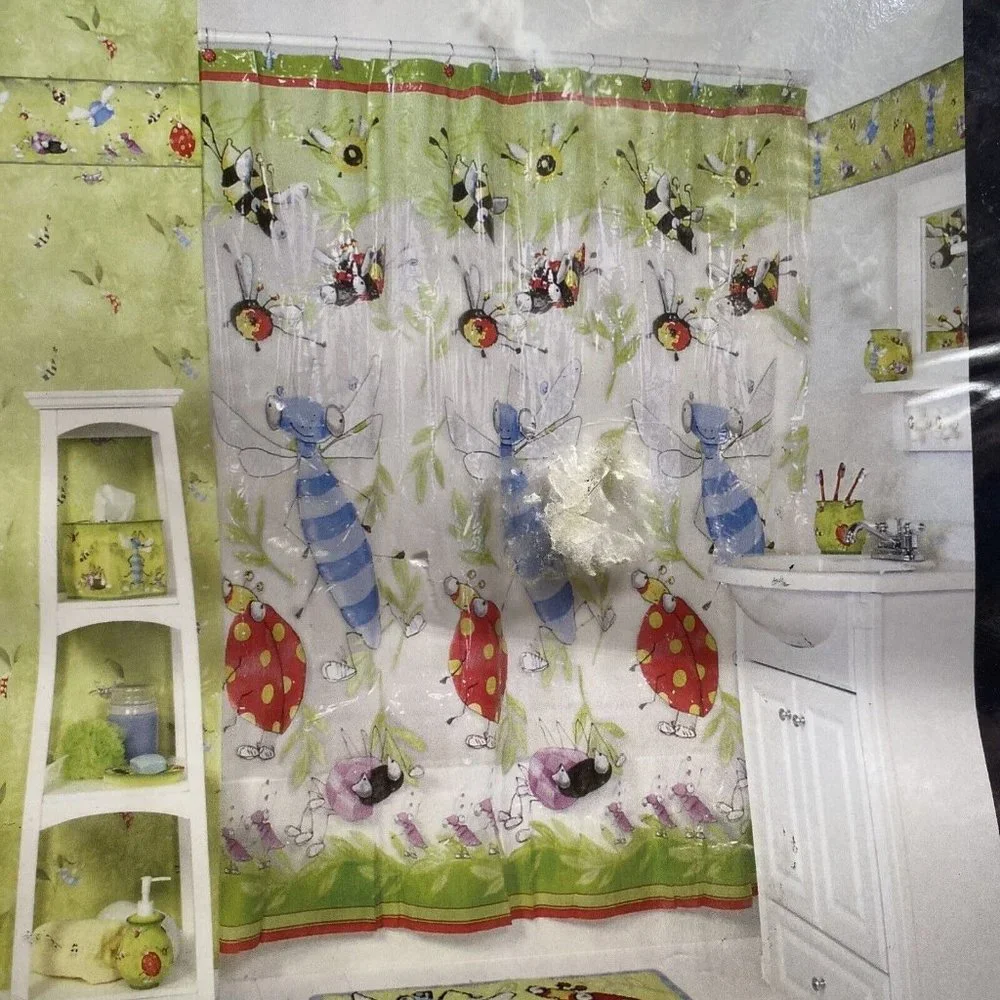 Expressions Stop Bugging Me Vinyl Shower Curtain 72X70in New